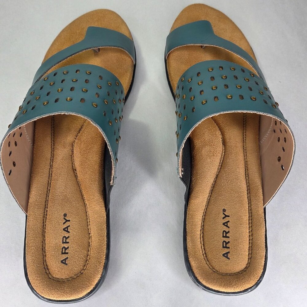 ARRAY Catalina Green Studded Leather Sandals - Picture 4 of 8